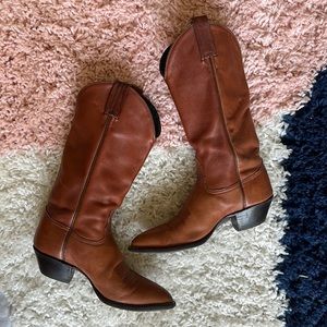 Vintage Tony Lama Brown Leather Cowboy Boots